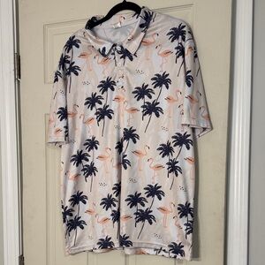 Flamingo and Palm Tree Print Men's Shirt
